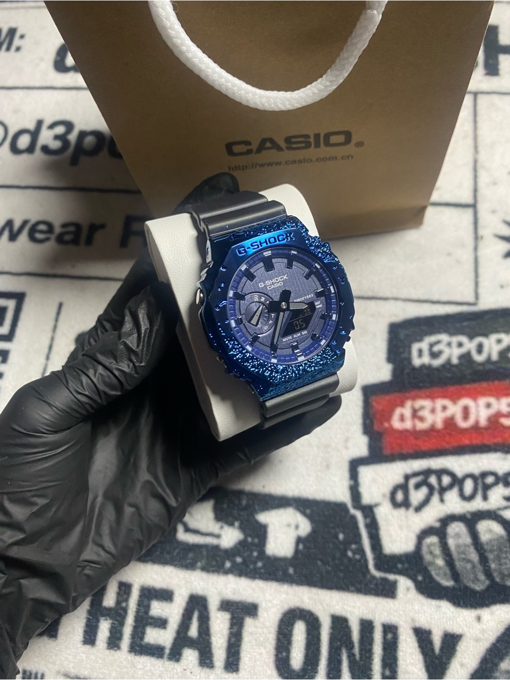 Casio G-Shock Blue Glitter Bezel with Black Band